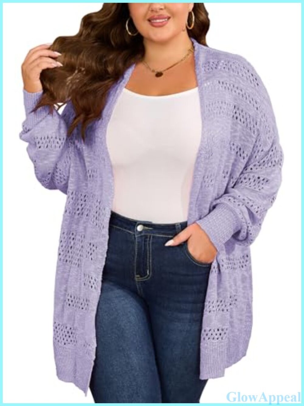 Plus Size Lightweight Open Front Batwing Sleeve Cardigan